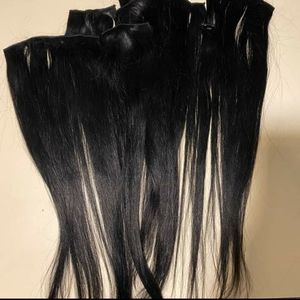 16" 100% real human hair extensions -black